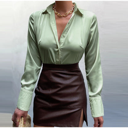 Elegante Satin Bluse Damen Modern