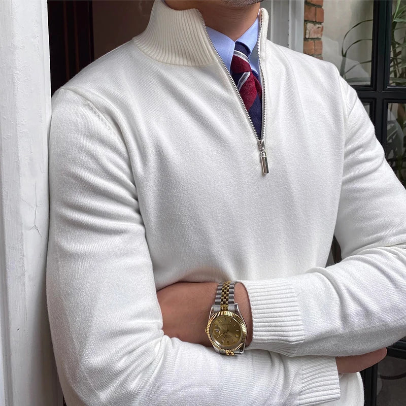 Herren Pullover Viertelzip Frühjahr Bequem
