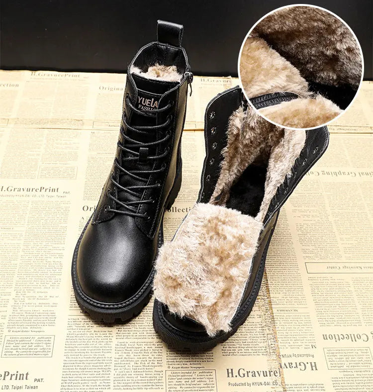 Winterstiefel aus schwarzem Leder - Delphine Zendoo.de