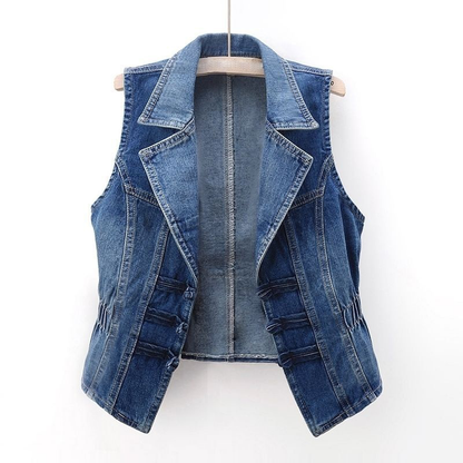 Damen Jeansweste Klassisch Freizeit Modern - BerlinGlamour