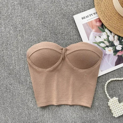 Damen Bustier-Top mit Rippenstruktur und Push-Up-Effekt