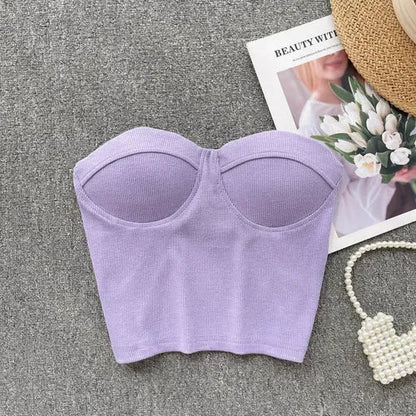 Damen Bustier-Top mit Rippenstruktur und Push-Up-Effekt