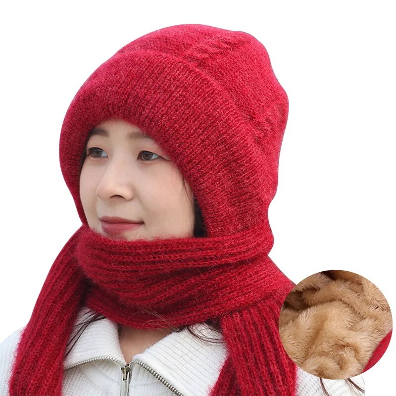 Warme Wintermütze Schal Plüsch Set