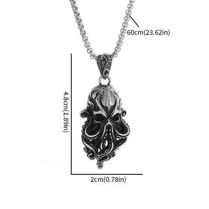 Gothic Halskette mit Totenkopf und Oktopus Motiv Schwarz