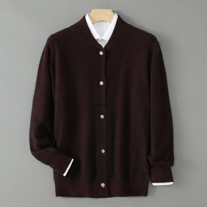 Damen Strickjacke Weich mit Knöpfen Vorne