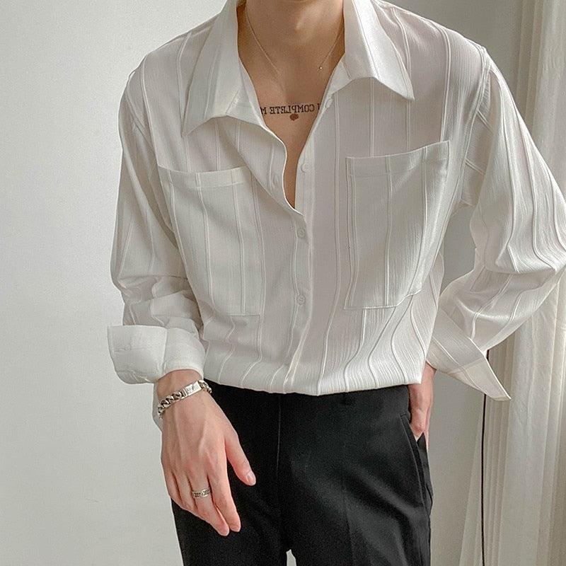 Herren Hemd Lissabon Stil Gerippt Vintage