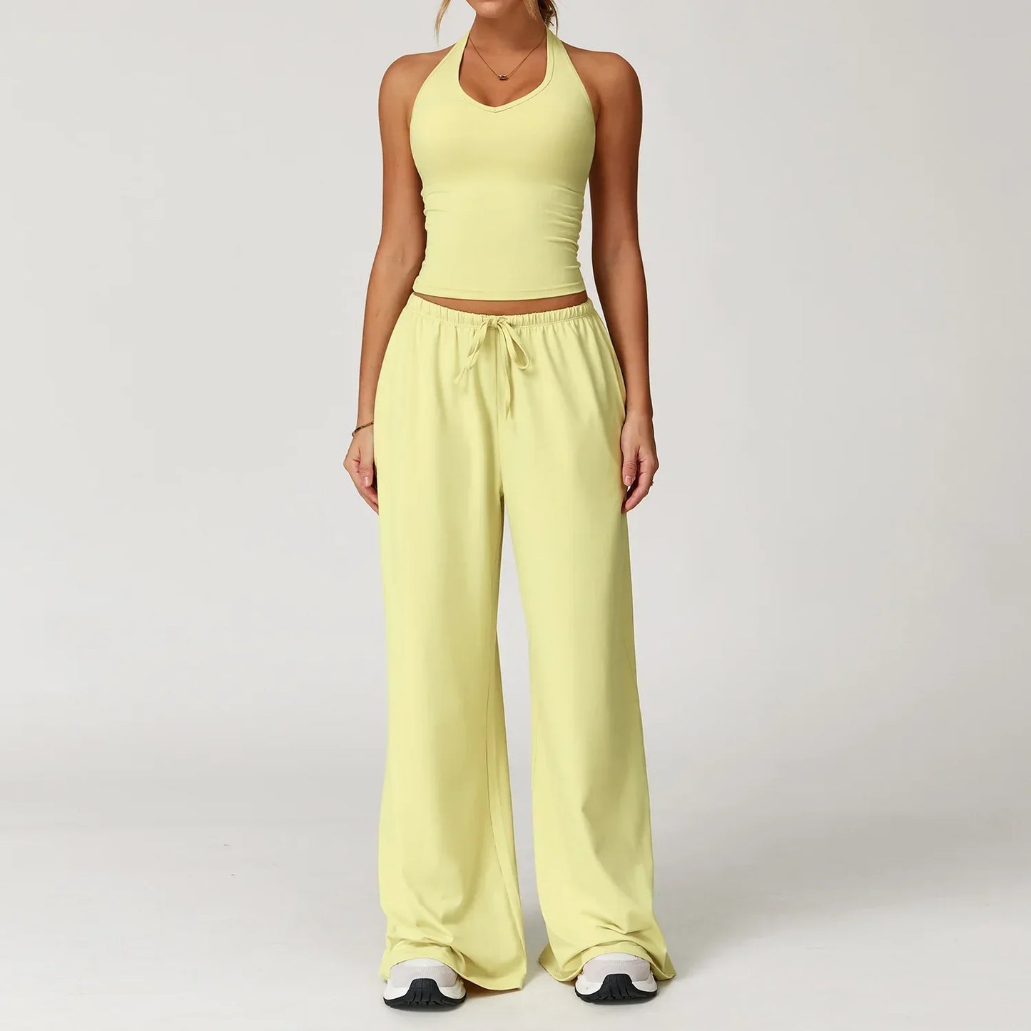 Damen Lounge Set Halter Top Crop Oberteil Bequem