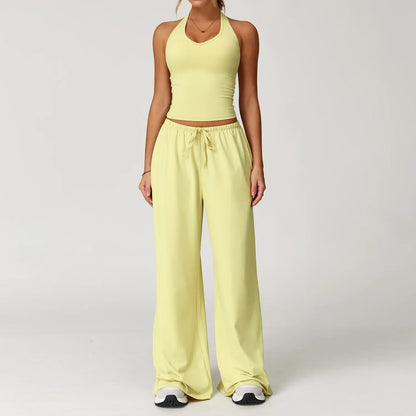 Damen Lounge Set Halter Top Crop Oberteil Bequem