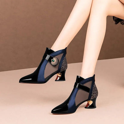 Stiletto Knöchelstiefel High Heel Damen Schuhe Glitter