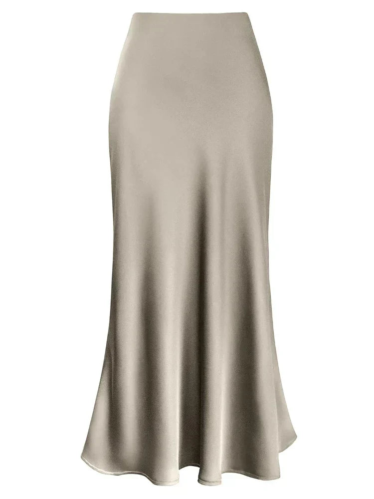 Elegante Damen Maxi Röcke Schwarz Seide Sommer