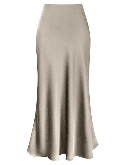 Elegante Damen Maxi Röcke Schwarz Seide Sommer