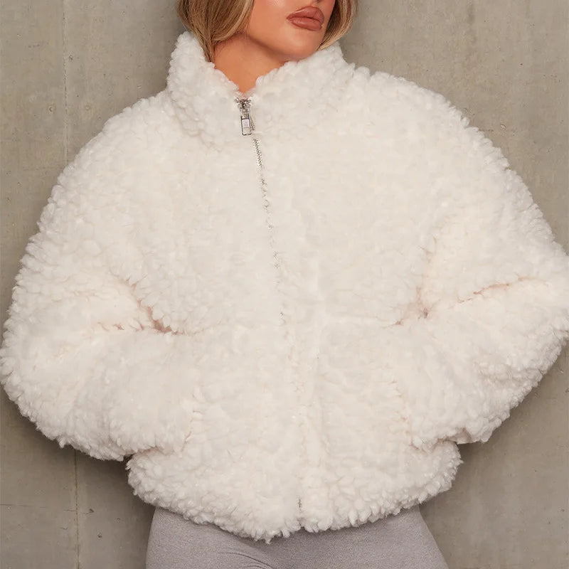 Sherpa Jacke Zip Damen Warme Winterjacke - BerlinGlamour