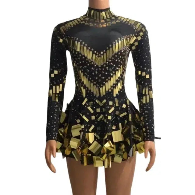 BerlinGlamour schwarzes Stretch-Partykleid für Bühne und Tanz
