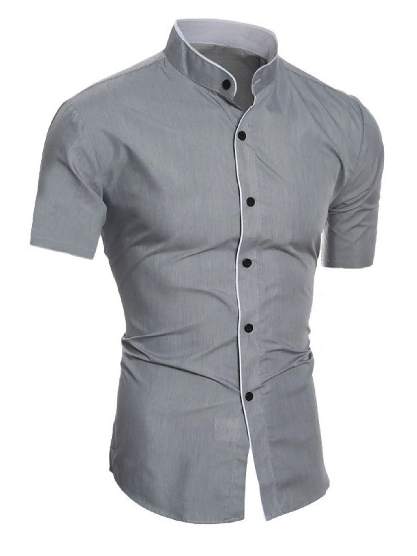 Business Hemd Slim Fit Kurzarm Stehkragen Modern