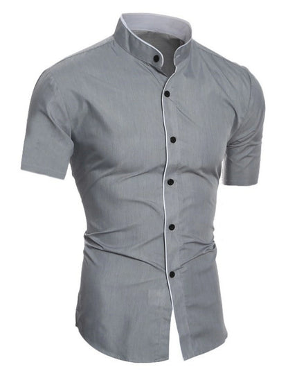 Business Hemd Slim Fit Kurzarm Stehkragen Modern