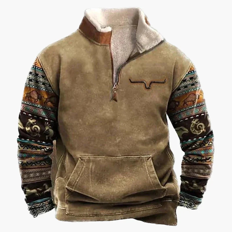Western Style Pullover Azteken Muster Bequem