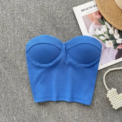 Damen Bustier-Top mit Rippenstruktur und Push-Up-Effekt