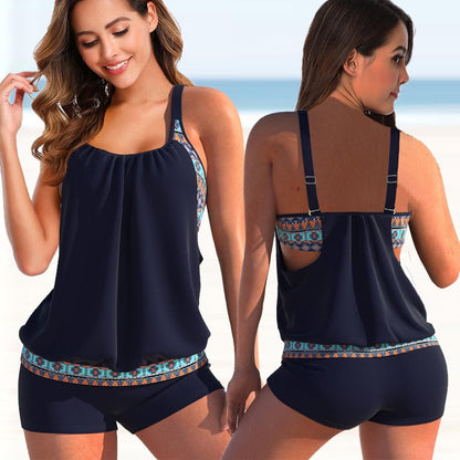 Badeanzug Tankini Set Zweifarbig Sommerlich