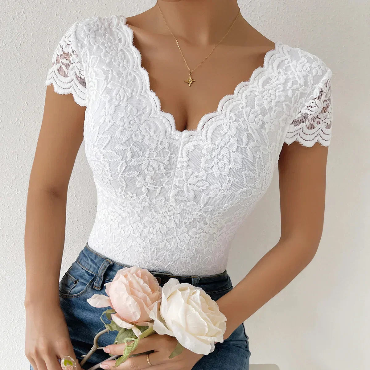 Weiblicher Body mit Langarm Elegant