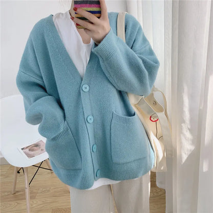 Frauen Strickjacke Klassisch Zeitlos mit Knöpfen
