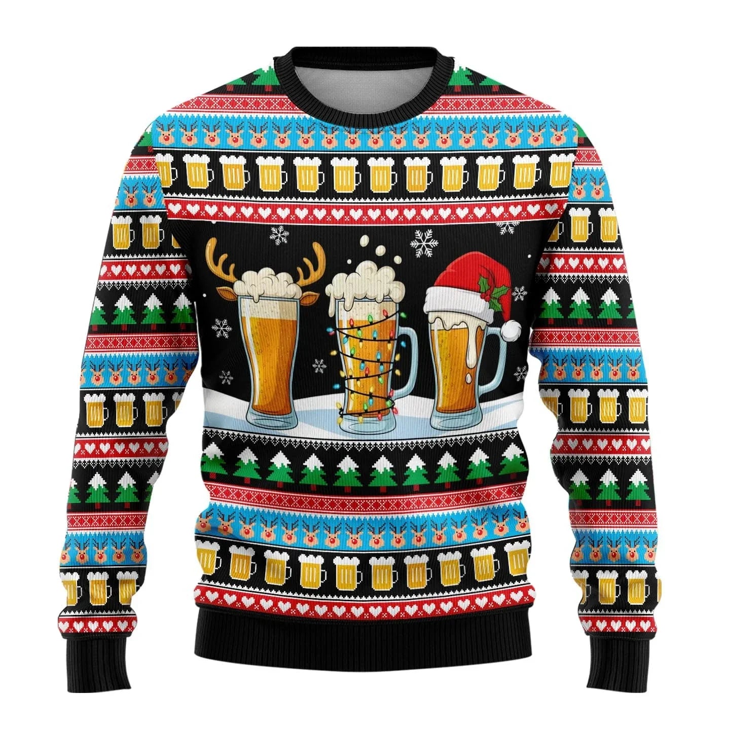 Weihnachtspullover Herren Schneemann Motiv Rot
