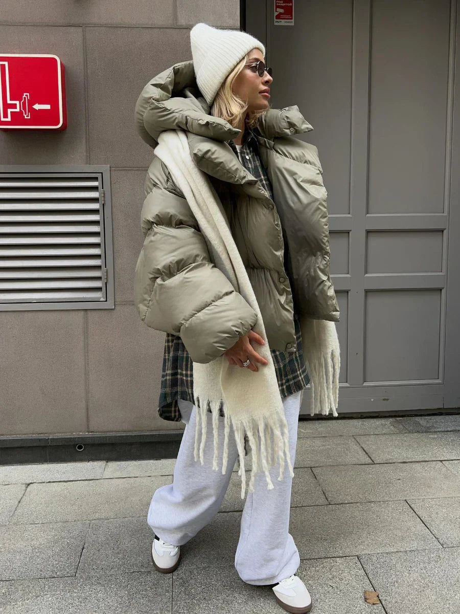 Modische Steppjacke Anthrazit Damenjacke Warm