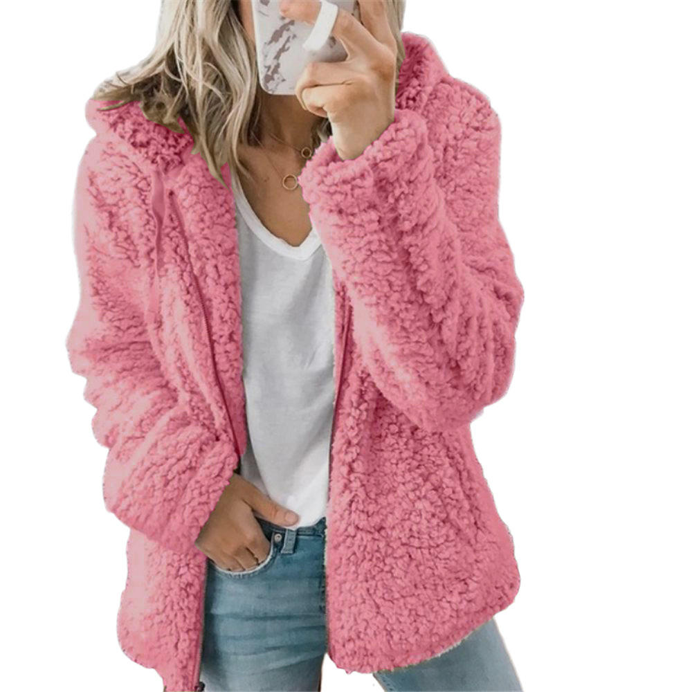 Teddy Mantel Damen Weich Fleece Pelzjacke Mit Taschen - BerlinGlamour