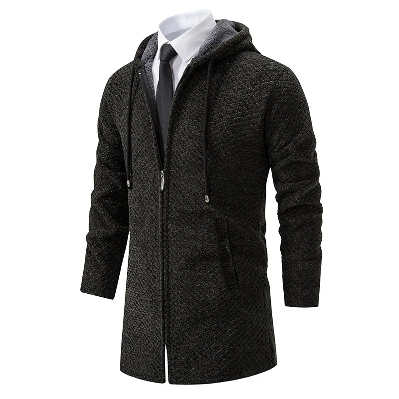Herren Langmantel mit Kapuze Warm Wasserabweisend