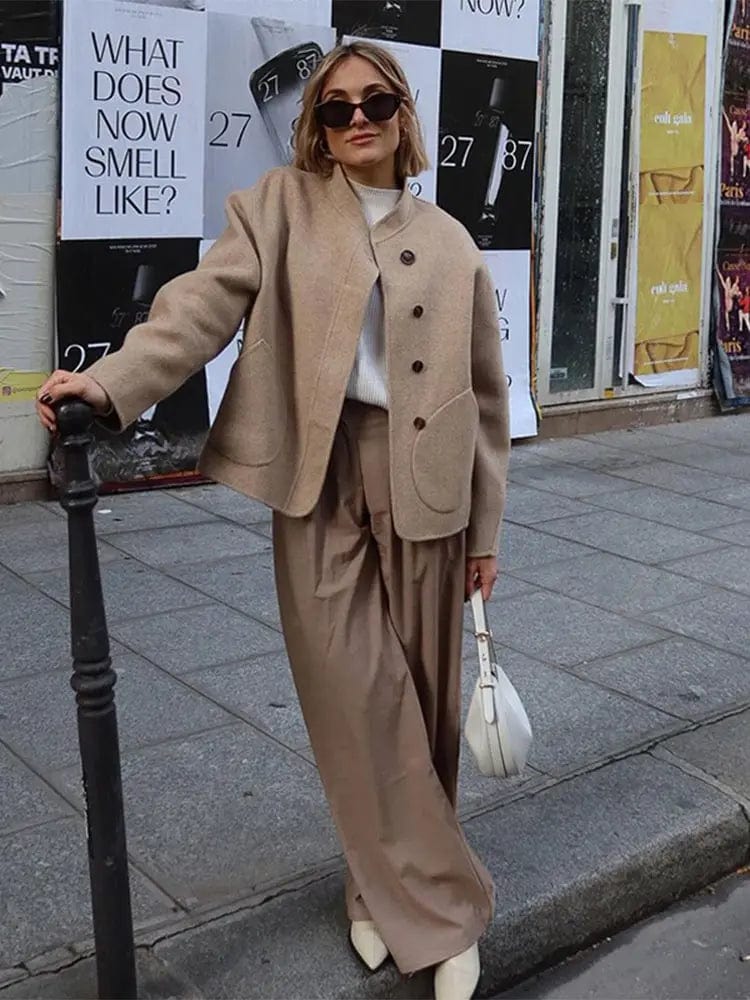 Große Wolljacke Oversized Asymmetrisch Damenjacke