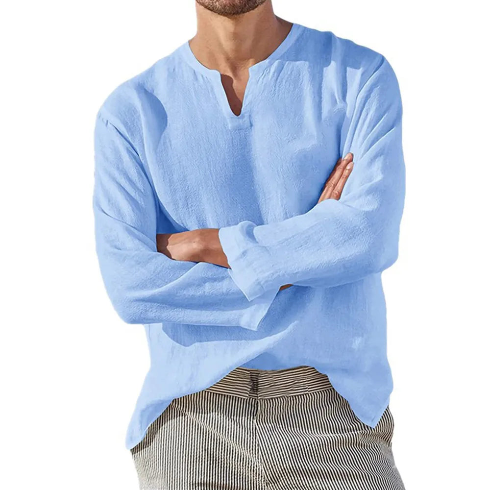 Herren Langarmshirt Leicht Baumwolle Sommer - BerlinGlamour