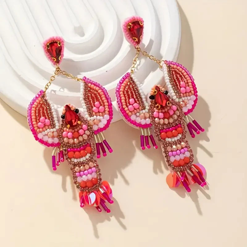 Perlen Ohrringe Lobster Design Statement Schmuck - BerlinGlamour