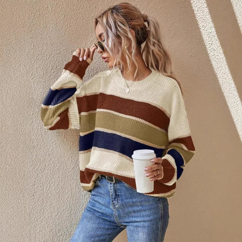 Weicher Oversize Pullover Gestreift Groß - BerlinGlamour