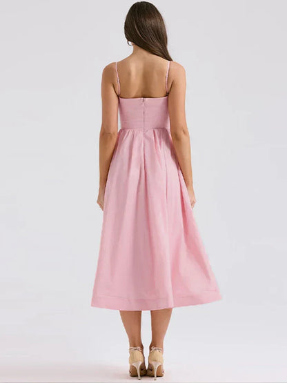 Rosa Kleid Ärmellos Figurbetont Vintage Stil