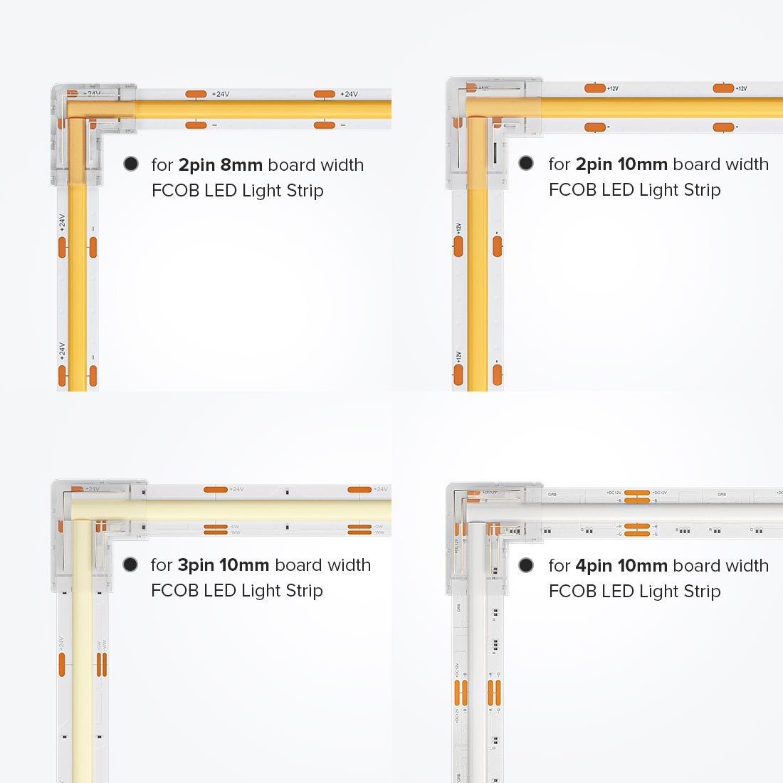 LED Streifenverbinder L-Form Durchsichtig