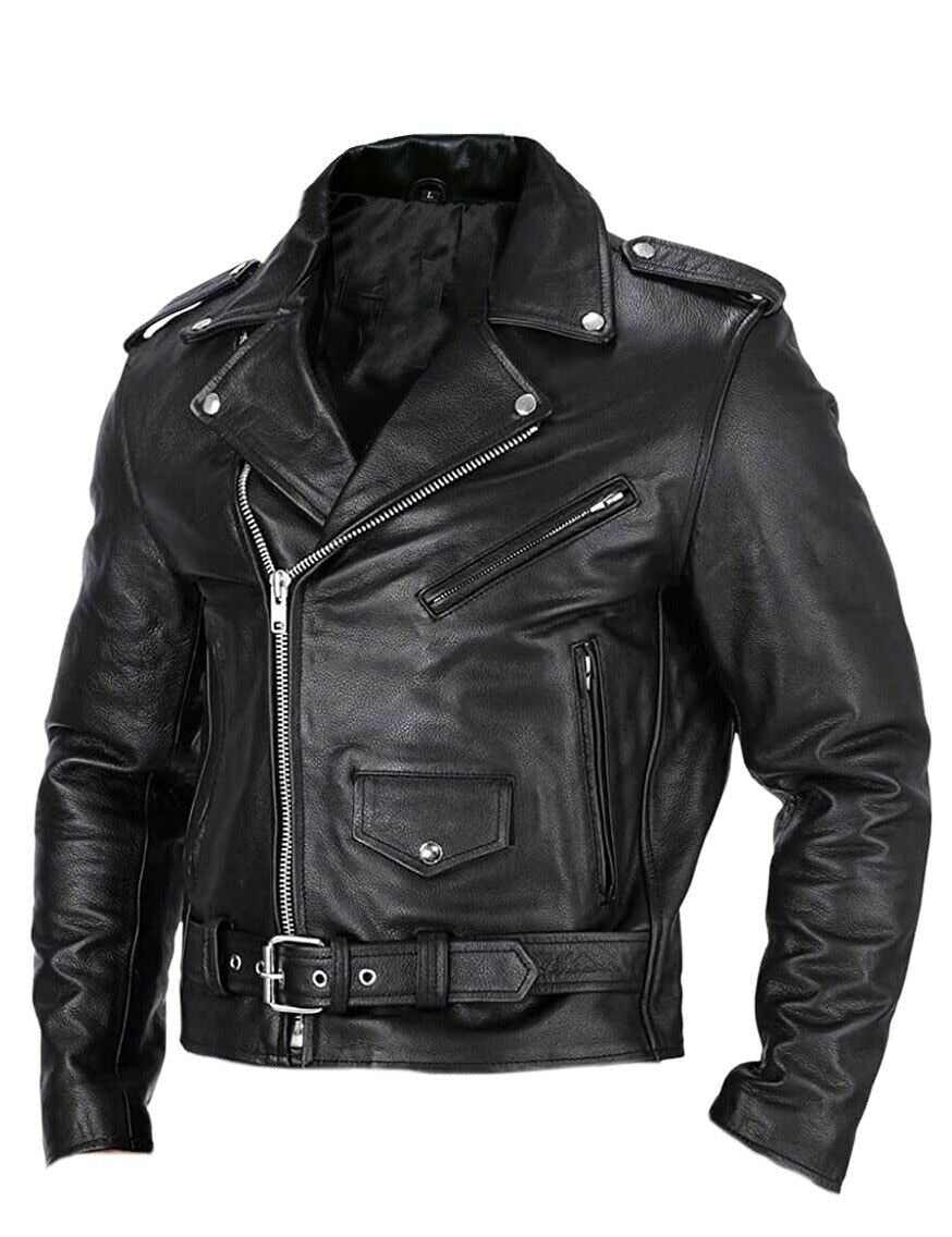 Lederjacke Herren Slim Fit Stehkragen Winddicht
