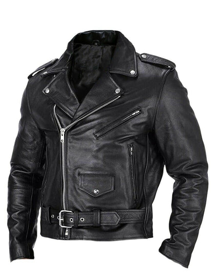 Lederjacke Herren Slim Fit Stehkragen Winddicht