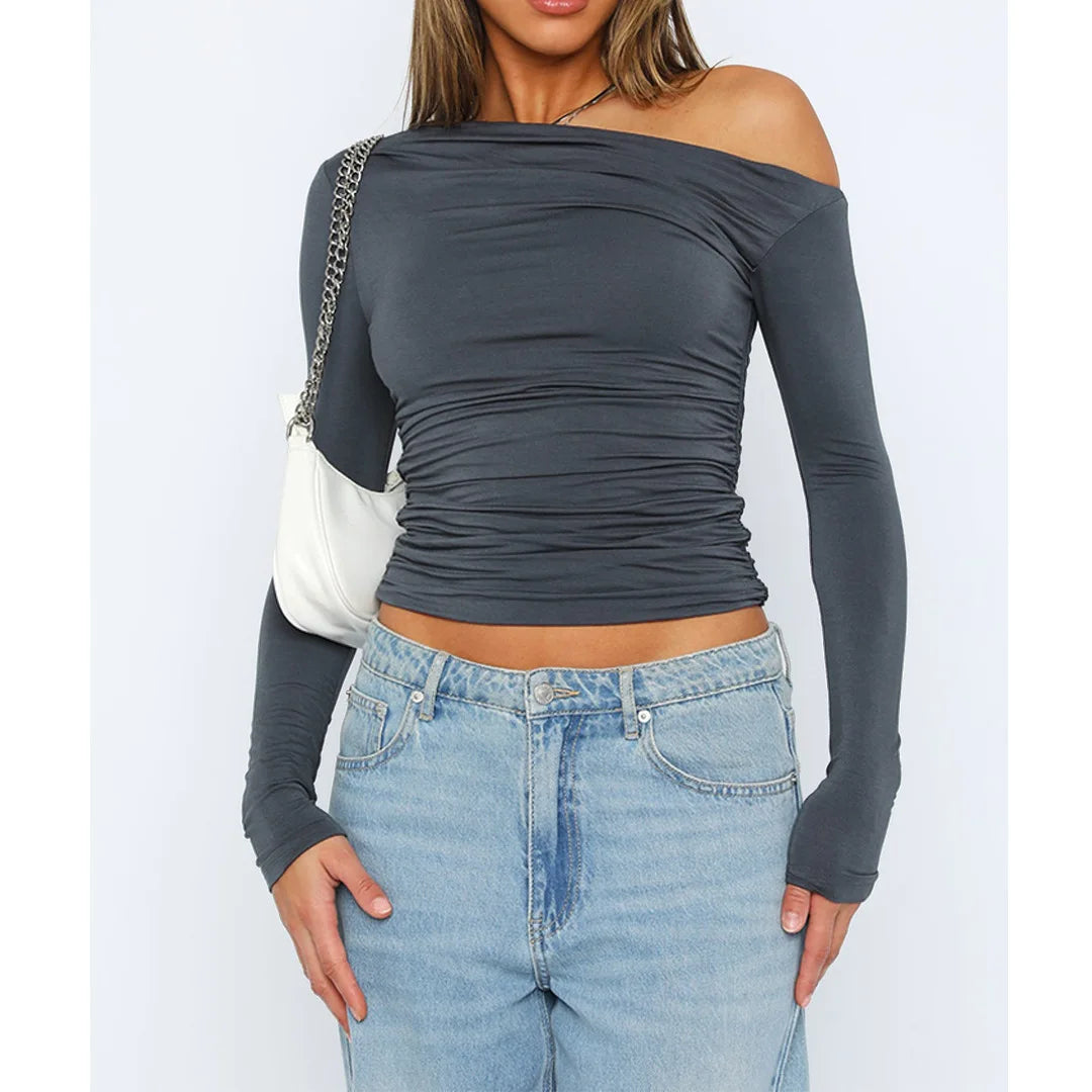 Damen Oberteil Langarm Twisted Top Modern - BerlinGlamour