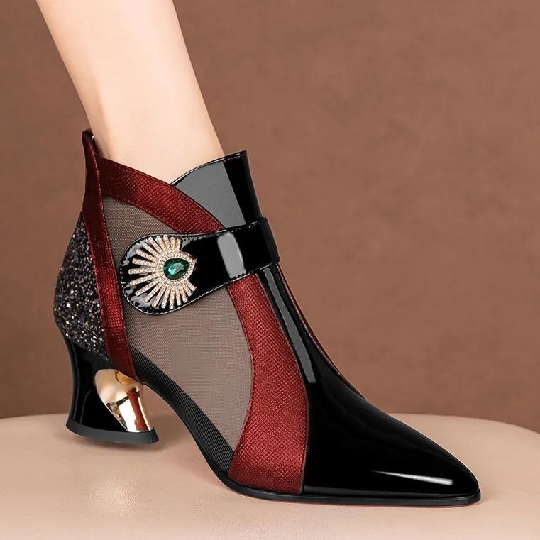 Stiletto Knöchelstiefel High Heel Damen Schuhe Glitter - BerlinGlamour