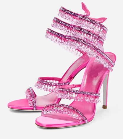 Damen Sandalen Hochhackig mit Knöchelriemen Elegant