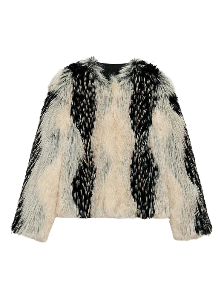 Schwarzer Wintermantel Flauschig Damen Coat Modern - BerlinGlamour