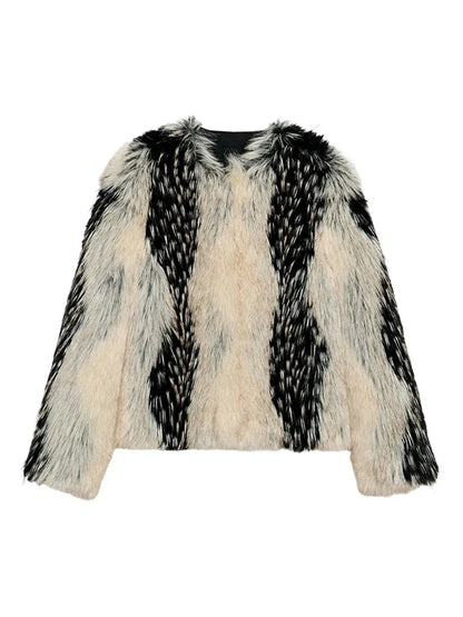 Schwarzer Wintermantel Flauschig Damen Coat Modern - BerlinGlamour