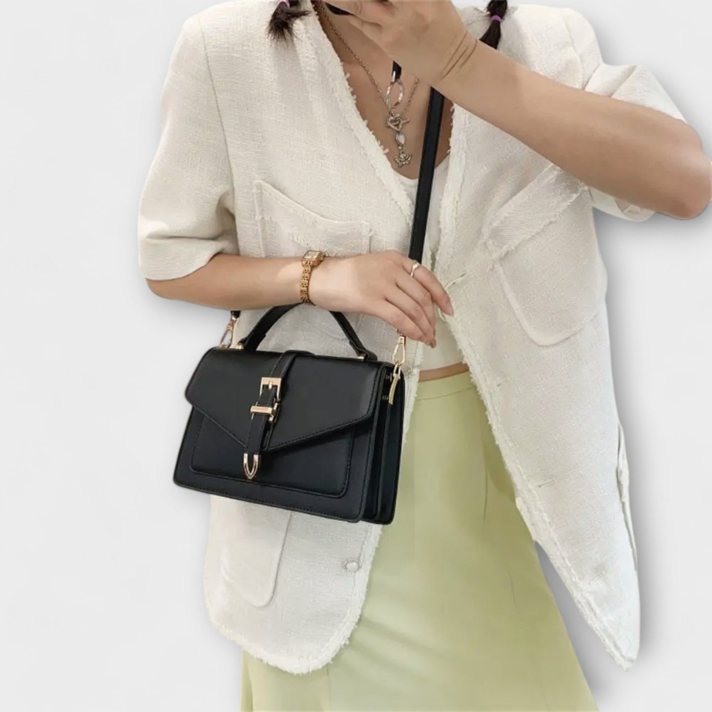 Damen Schultertasche Elegante Leder Struktur
