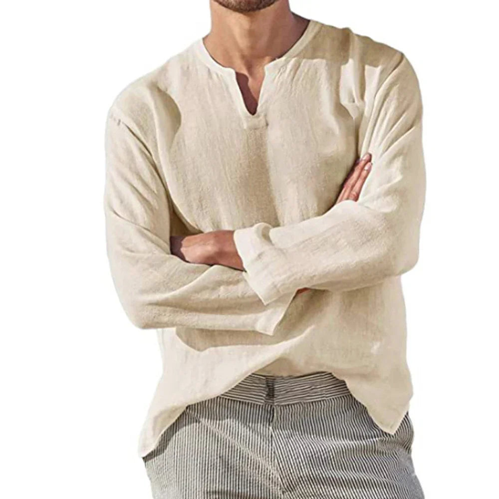 Herren Langarmshirt Leicht Baumwolle Sommer