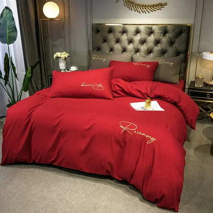 Luxus Bettwäsche mit Stickdesign Elegante Schlafzimmer