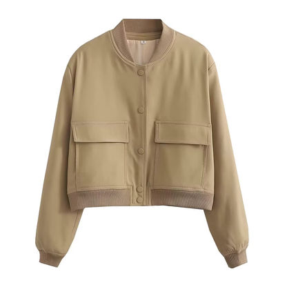 Emilia Bomberjacke beige – casual Damenjacke mit Boxy Fit
