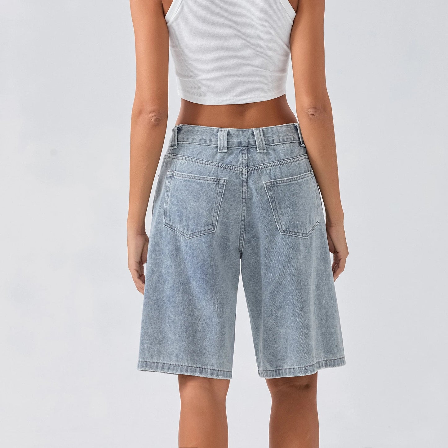 Damen Bermuda Shorts Loose Fit Jeans Bequem