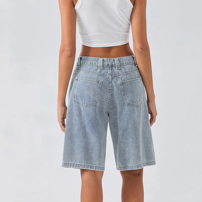 Damen Bermuda Shorts Loose Fit Jeans Bequem