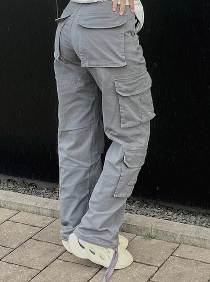 Damen Cargo Hose Weite Beinlocke Mit Taschen
