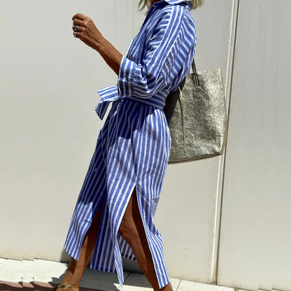 Elegantes Damenkleid Gestreift Modern