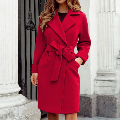 Lange Winterjacke Trenchcoat Damen Knopfverschluss